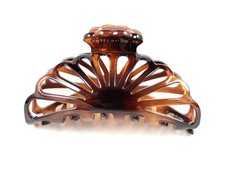 SMALL FRANCE MADE ACETATE HAIR CLAMP CLAW CLIP BARRETTE C719A AMBER