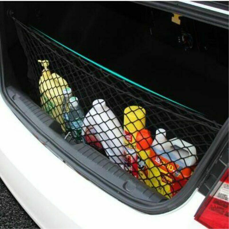 Universal Trunk Cargo Net – Rear Boot Organizer Pocket – Black Nylon Mesh – 90x30cm