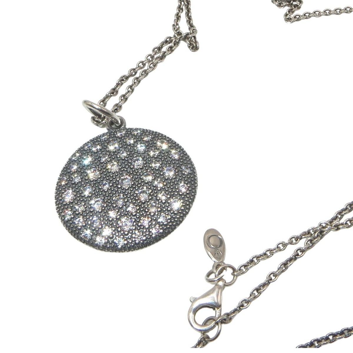 Pandora Cosmic Stars Clear CZ & Oxidized Sterling Necklace 35.4 