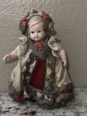 Antique Cellba Schoberl & Becker Celluloid Girl Doll Toy- 3.5'' Germany