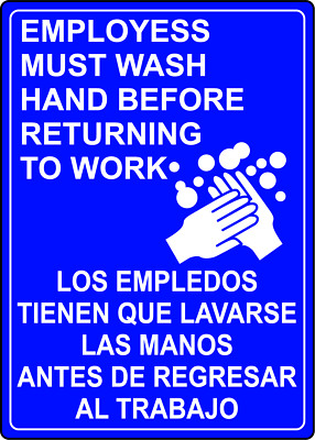 EMPLOYESS MUST WASH HAND BEFORE RETURNING TO WORK | Adhesive Vinyl Sign Decal