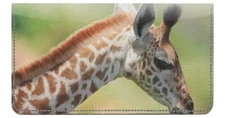 Giraffes Designer Checkbook Cover, Credit Card Slots & Pen Loop