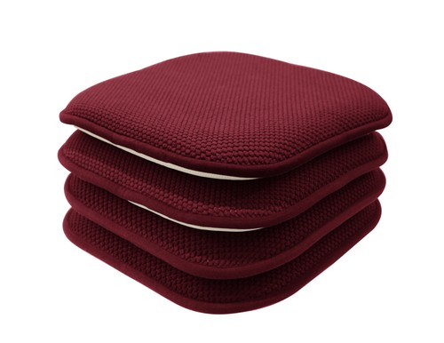4 Pack: Non Slip Chenille Premium Memory Foam Chair Cushions - Assorted Colors - Picture 22 of 51