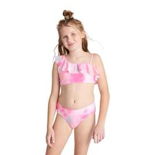 Justice Girls 2 Piece Ruffle Shoulder Tie Dye Bikini Swimsuit Size L Pink --BL2