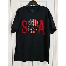 Sons of Anarchy SOA American Flag Skull Graphic T-Shirt XL double sided design