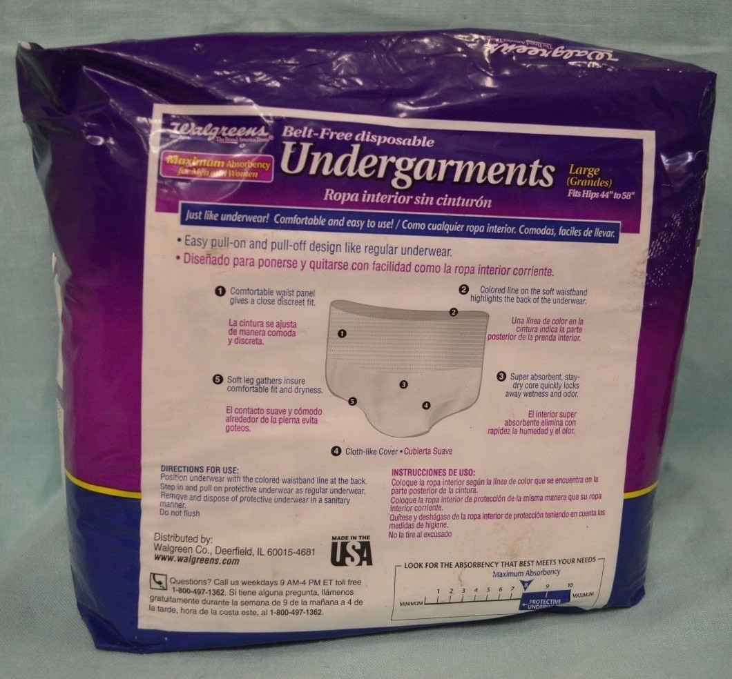 Walgreens Protection Large 9 pk Women Men UNISEX Underwear Pull UP
