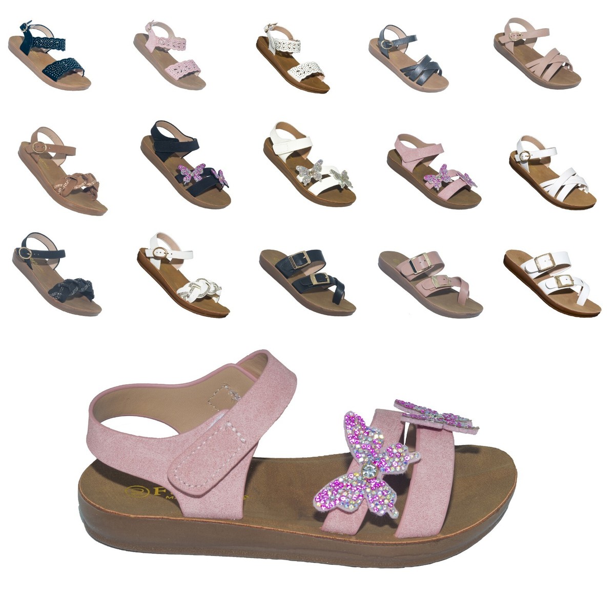 New Girls Kids Gladiator Strappy Flat Flip Flops Flex Sandals