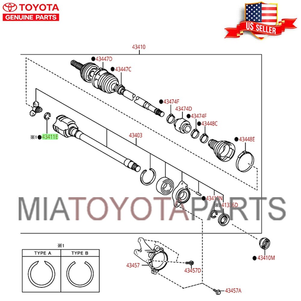 Genuine Toyota Highlander Drive Shaft Snap Ring OEM 43425-08040 | eBay
