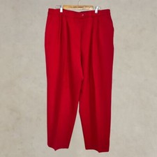 Vintage 80s Giorgio Sant'Angelo Wool Red Pleated High Waist Pants 22 Woolmark