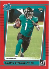 2021 Panini Donruss Travis Etienne Rated Rookie   Press Proof Red SP RC #258 