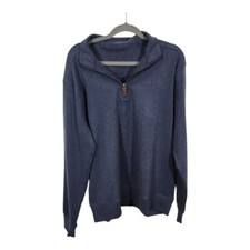 Men's Quarter Zip Pullover in Blue Size Large