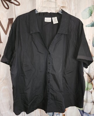 White Stag Womens Plus Button Black Blouse Shirt- Size 26/28w 4x