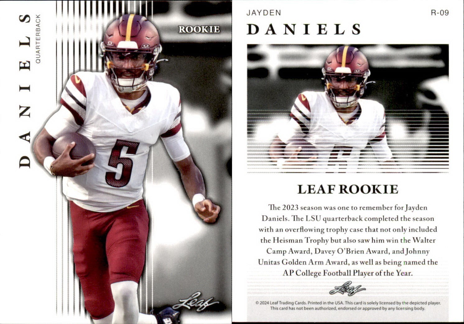 2024 Leaf Rookie JAYDEN DANIELS #R-09 RC Washington Commanders