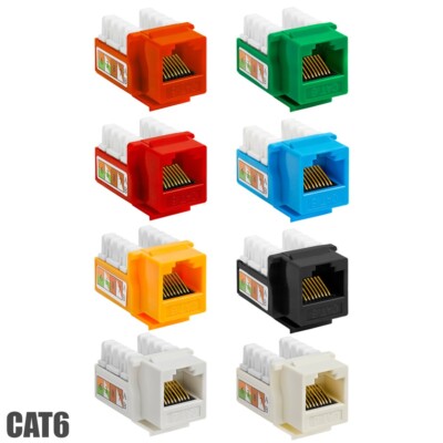 Cat6 RJ45 Keystone Jack Ethernet LAN Network Module Snap-In Port 110 Punch Down