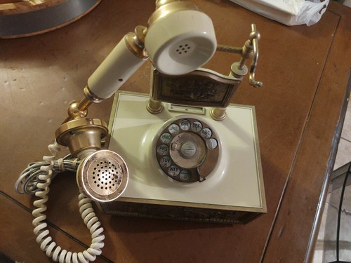 ROTARY DIAL FRENCH STYLE VINTAGE PHONE ORIGINAL GENERAL TELEPHONE brass - Picture 10 of 11