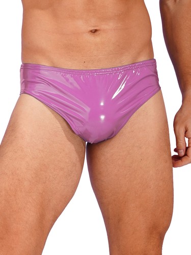 Bikini uomo lucido metallizzato pelle verniciata slip rigonfiamento marsupio mutandine intimo - Foto 83 di 100