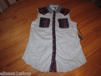 Kendall & Kylie Juniors Womens S Sleeveless Button Up Top Shirt Rn090233 Nwt^^ Kendall & Kylie Juniors Womens S Sleeveless Button Up Top Shirt Rn090233 Nwt^^