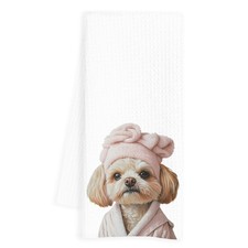 Pink Shih Tzu Hand Towels for Bathroom, Shih Tzu Bathroom Hand Towels, Dog Bathr