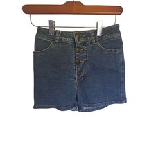 Melville Women High Rise Button Fly Denim Shorts Dark Wash Blue Size 40
