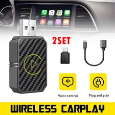 2Set 2-in-1 Carplay Wireless Adapter Android Auto Plug&Play Connect USB Dongle J