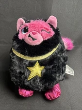 2023 Misfittens Black Cat 9" Plush Stuffed Animal Pink Tail, Gold Star Basic Fun