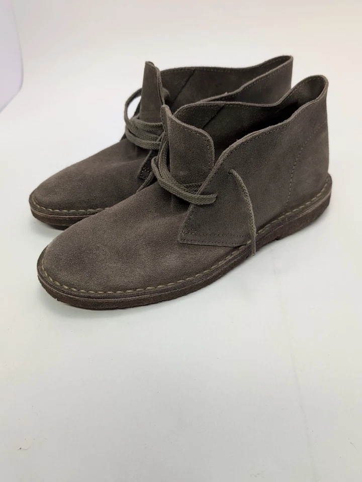 J.Crew Chukka 靴子 男式 9 美国麂皮绒 皮革 灰色 米色 踝系带 AAC89 — 第 3/4 张图片