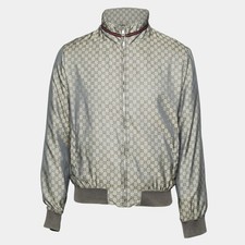 Gucci Grey GG Monogram Synthetic Bomber Jacket M