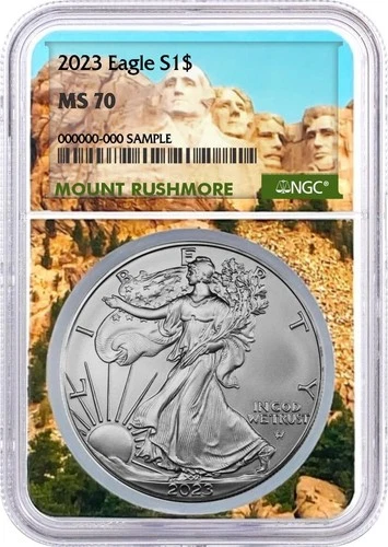 2023 $1 1oz Silver Eagle NGC MS70 Mount Rushmore Core