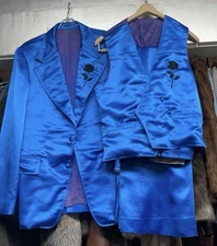 70’s h”Hand Tailored Satin Bell Bottom 3 pc Disco Suit