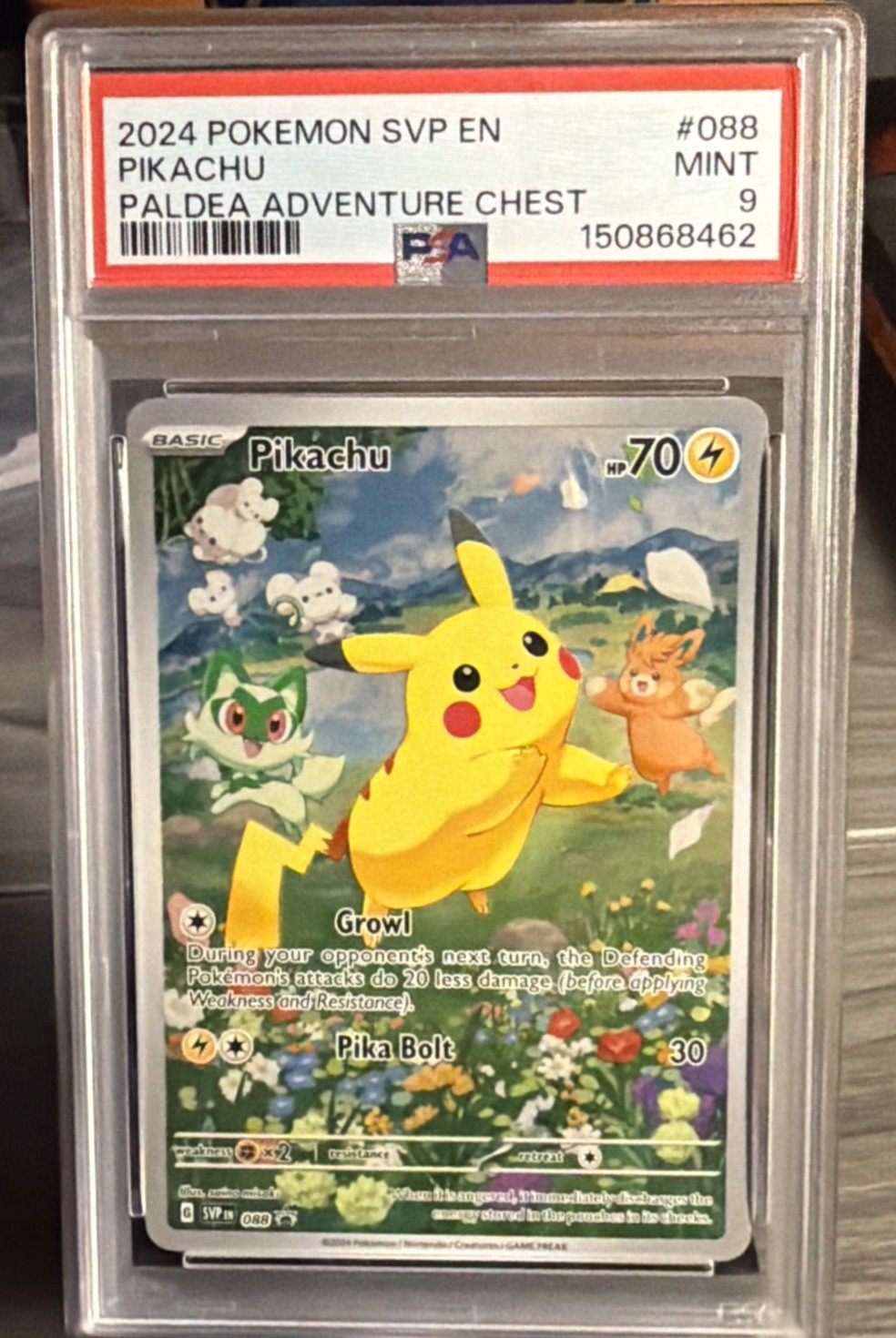Pokemon Pikachu Svp Black Star Promo 088 Paldea Adventure Chest PSA 9 view 1