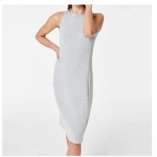 Spanx Medium AirEssentials Tank Midi Dress Gray Sheath Career Office Minimalist