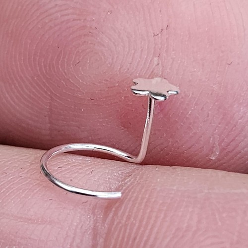 Arricciatura Del Naso Del Fiore 3.5mm Argento Sterling 925 22g (0.6mm)... - Foto 12 di 22