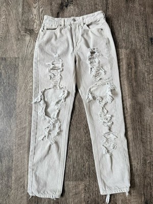 American Eagle Outfitters Jeans Sz 6 Long Destroyed Distressed Mom Jean Ankle