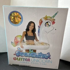 POOL CANDY Glitter Unicorn Large  Inflatable Pool Tube Float NEW 40” - New