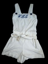 Vintage 70's Terry Cloth One Piece Romper Jumper High School Cheerleader WHS