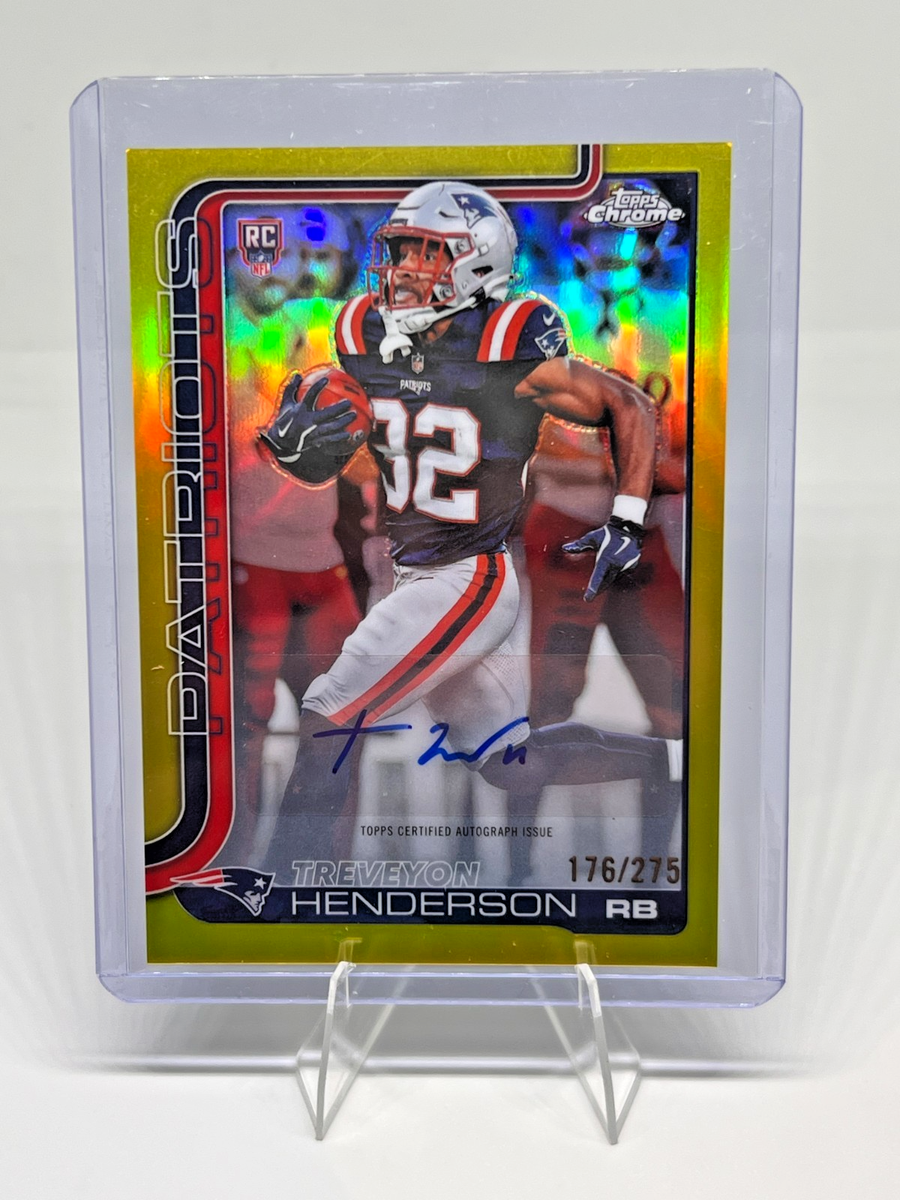 Treyveon Henderson 2025 Topps Chrome Yellow RC Refractor Auto 178