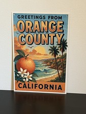 Orange County  California ￼Vintage Postcard Style Metal Sign Advertising