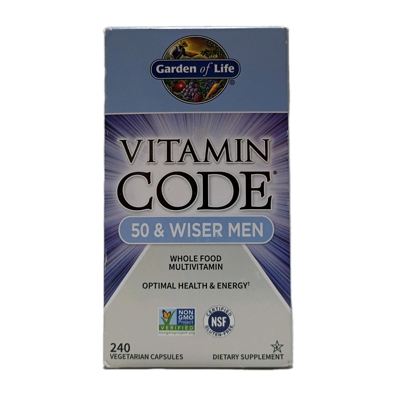 Garden of Life Vitamin Code 50 & Wiser Men 240 Veg Caps Exp 05/2026
