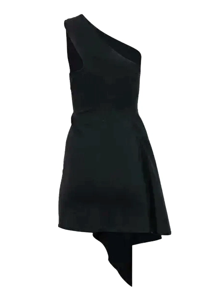 VESTIDO STELLA McCARTNEY Negro Tejido UN HOMBRO Cortina Lateral Cremallera Talla 40 (4-6) S Foto 4 de 4