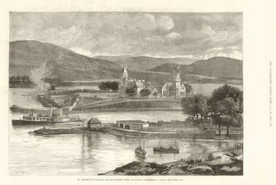 St. Benedict's College & Kloster, Fort Augustus, Caledonian Canal 1880 Druck