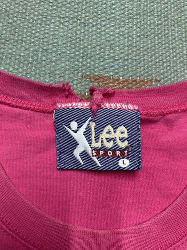 Vintage 90s blank t shirt lee sport pink stained distressed cotton boxy large - Picture 6 of 12