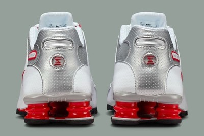 Nike Shox NZ White Sport Red Metallic Silver 378341-104 sz 12