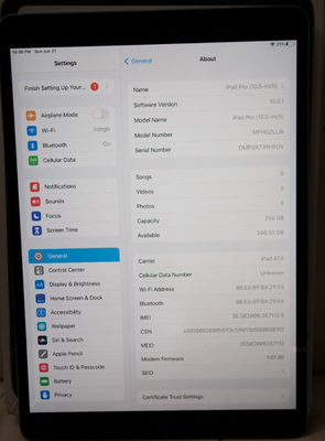 Apple iPad Pro (10.5-inch) A1709 256 GB, Wi-Fi + 4G, 10.5 in