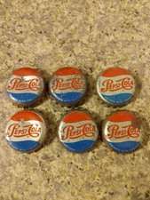 6 Old Pepsi Cola Bottle Caps Plastic Back