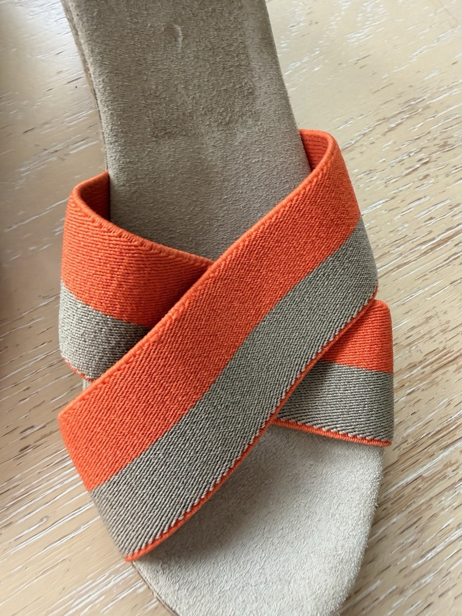 Charleston Shoe Co Cooper Orange/Linen Stretch Wedge Sandals Women’s Size 8 View 5