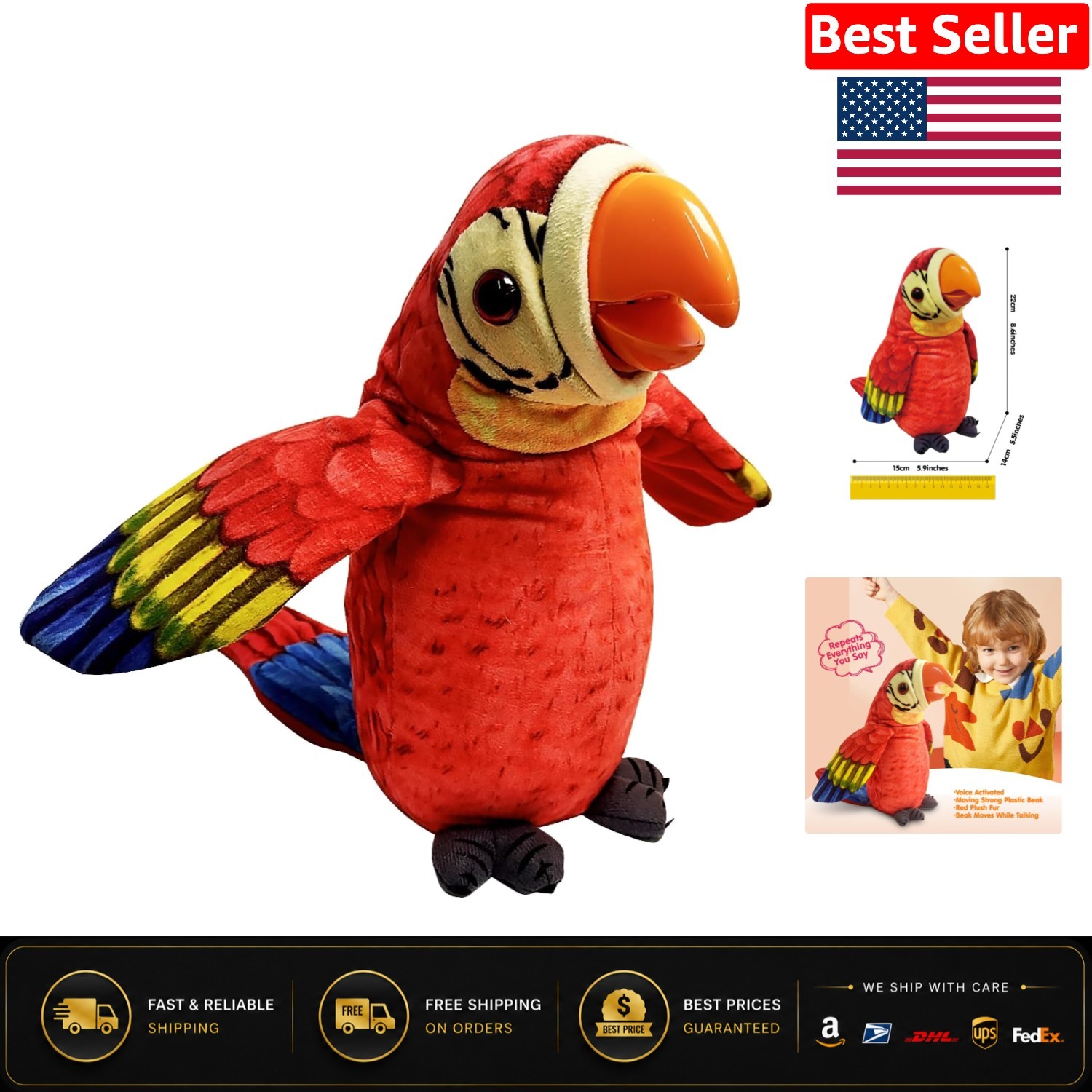 Interactive Plush Macaw Image 1