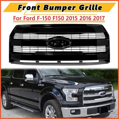 Shadow Black Front Radiator Grille W/o Camera Hole For Ford F150 F-150 2015-2017