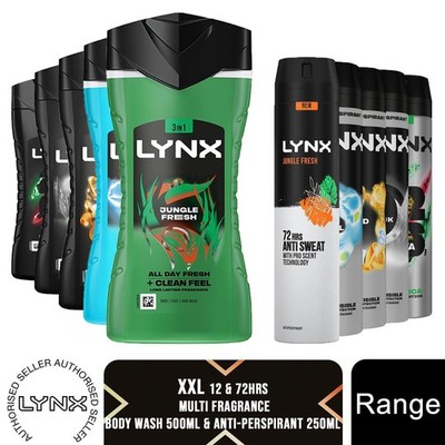 Lynx 12H Erfrischendes Duschgel 500 ml & 72H Fresh Antitranspirant 250ml, je 6x
