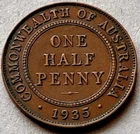 1935 Australia Half Penny — photo from another recent sale