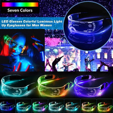 Clear Lenses 7 Color LED Flashing Light Up Visor Glasses Goggles Rave Party US